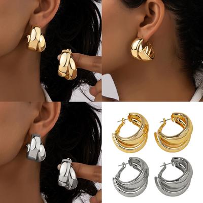 Circle Hoop Earrings Fashion Statement Jewelry Alloy Texture Trendy Ear Jewelry Suitable for Women and Girls Present