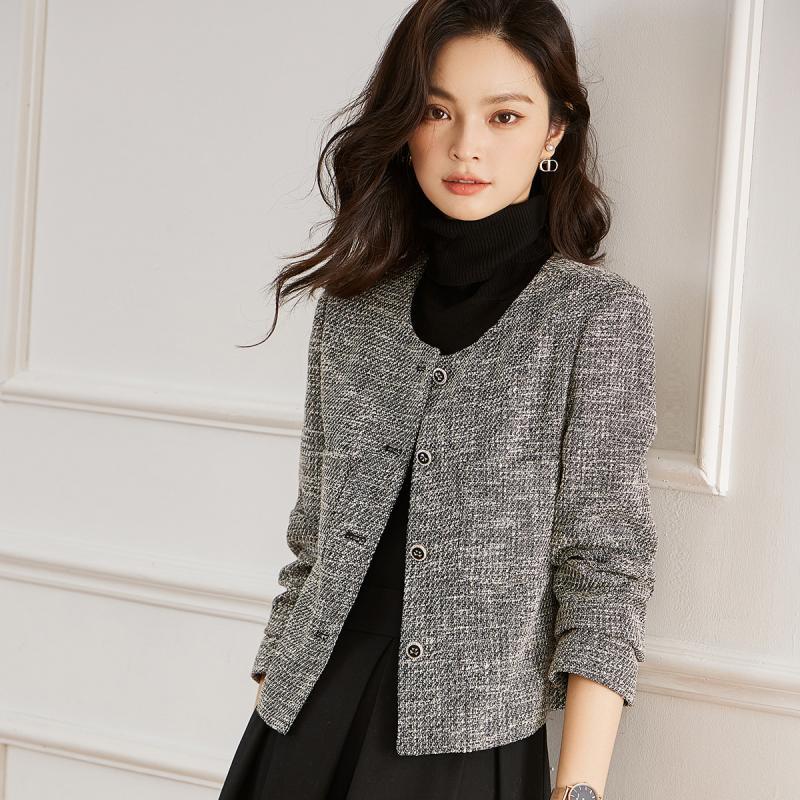 Elegant Autumn Little Fragrant Wind Coat Women Simple Retro High Quality Youthful Short Blouse Fashionable