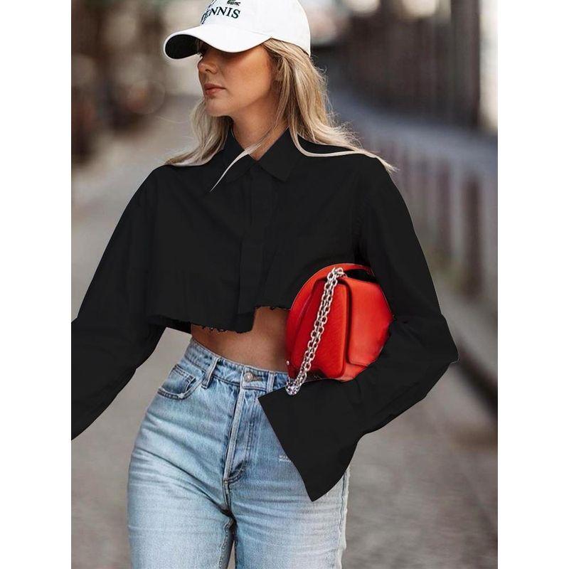 

2023 Niche White Shirt Temperament Top Women s Dressing Tops Black S