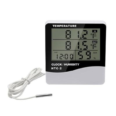 Temperature Gauge With Simultaneous Indoor Outdoor Readings High Contrast Screen Durable Plastic Housing