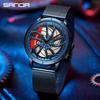 SANDA Men Quartz Watches Vortex Style Racing Wheel Dial Custom Design Car Waterproof Watch Leather Custom Wheel Rim Hub Watches