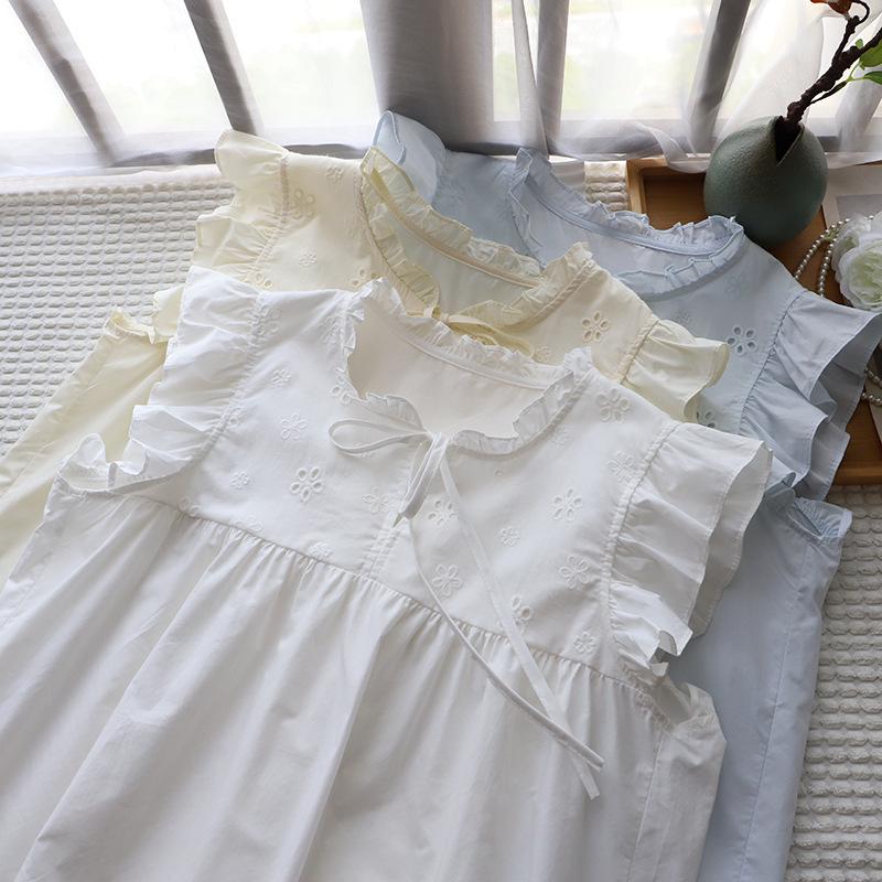 

2025 Korean Summer Jacquard Babydoll Ruffle-Trimmed Women s Top One Size белый