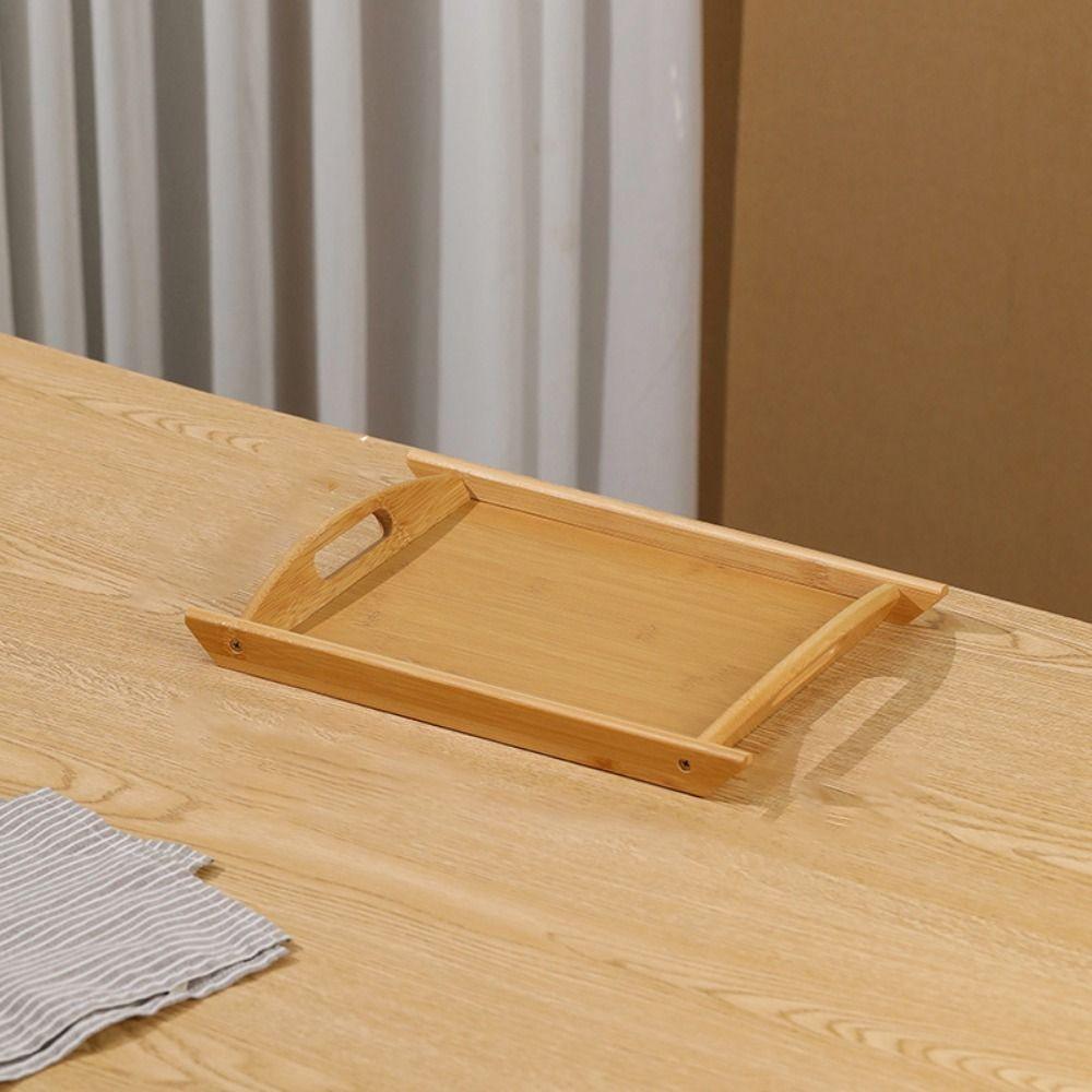 Rectangular Tea Bamboo Tray Double-handled Storage Tray Simple Fast Food Tray  Dinner Plate