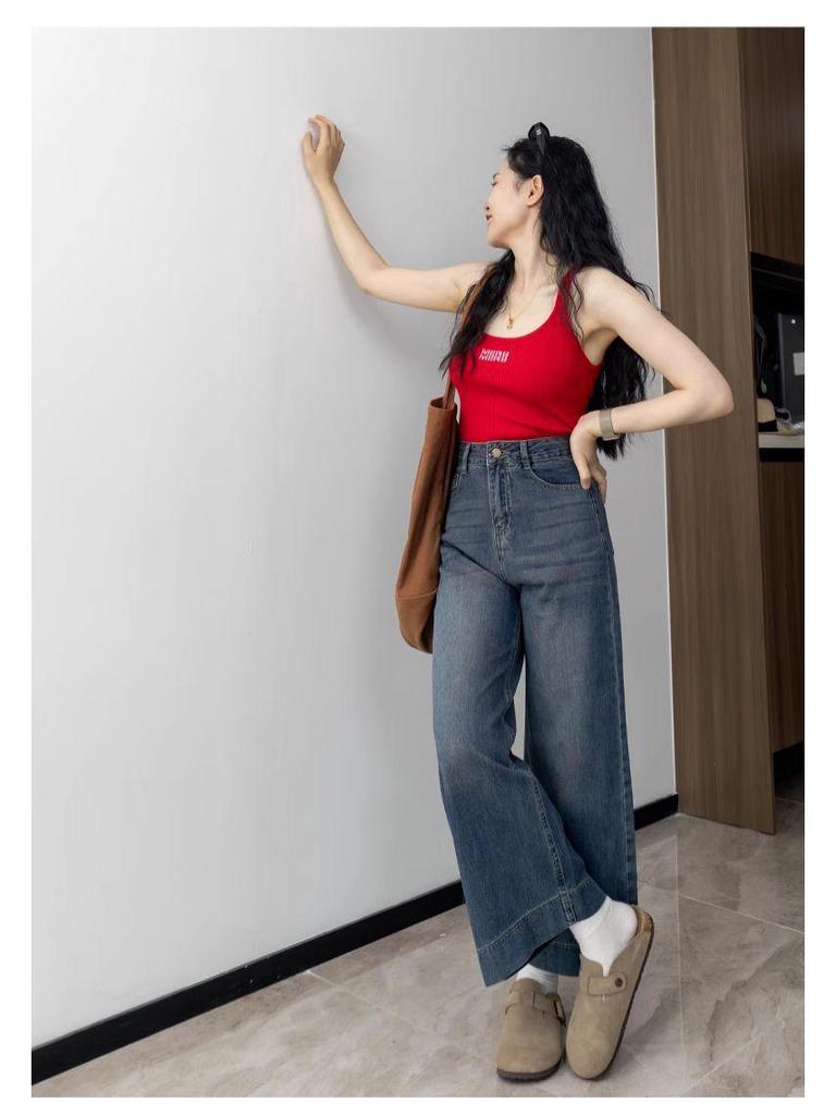 Women's High-Waisted A-line Tencel Jeans - Summer Slimming Crop, Wide-Leg, Straight Fit for Petite & Pear Shapes