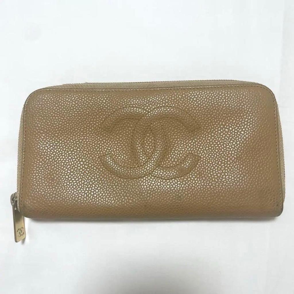 Used CHANEL Beige Long Wallet