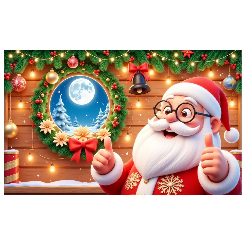 Festive Banner Green Pine Santa Claus Banner Winter Banner Bell For Family Party Winter Festival Indoor Celebration