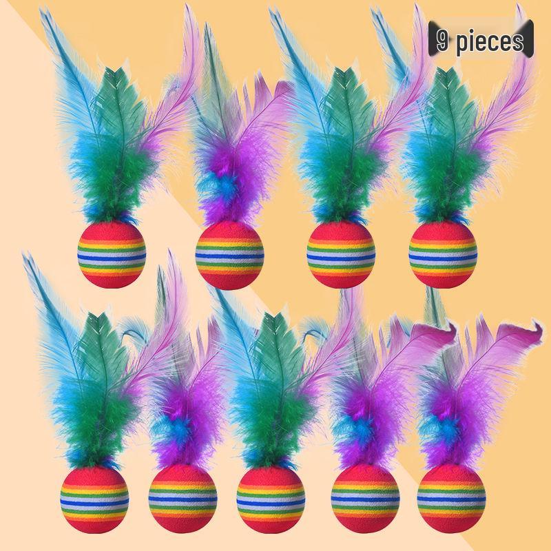 Rainbow Elastic Silent Cat Teething Toy - Seven-Color Decompression Ball