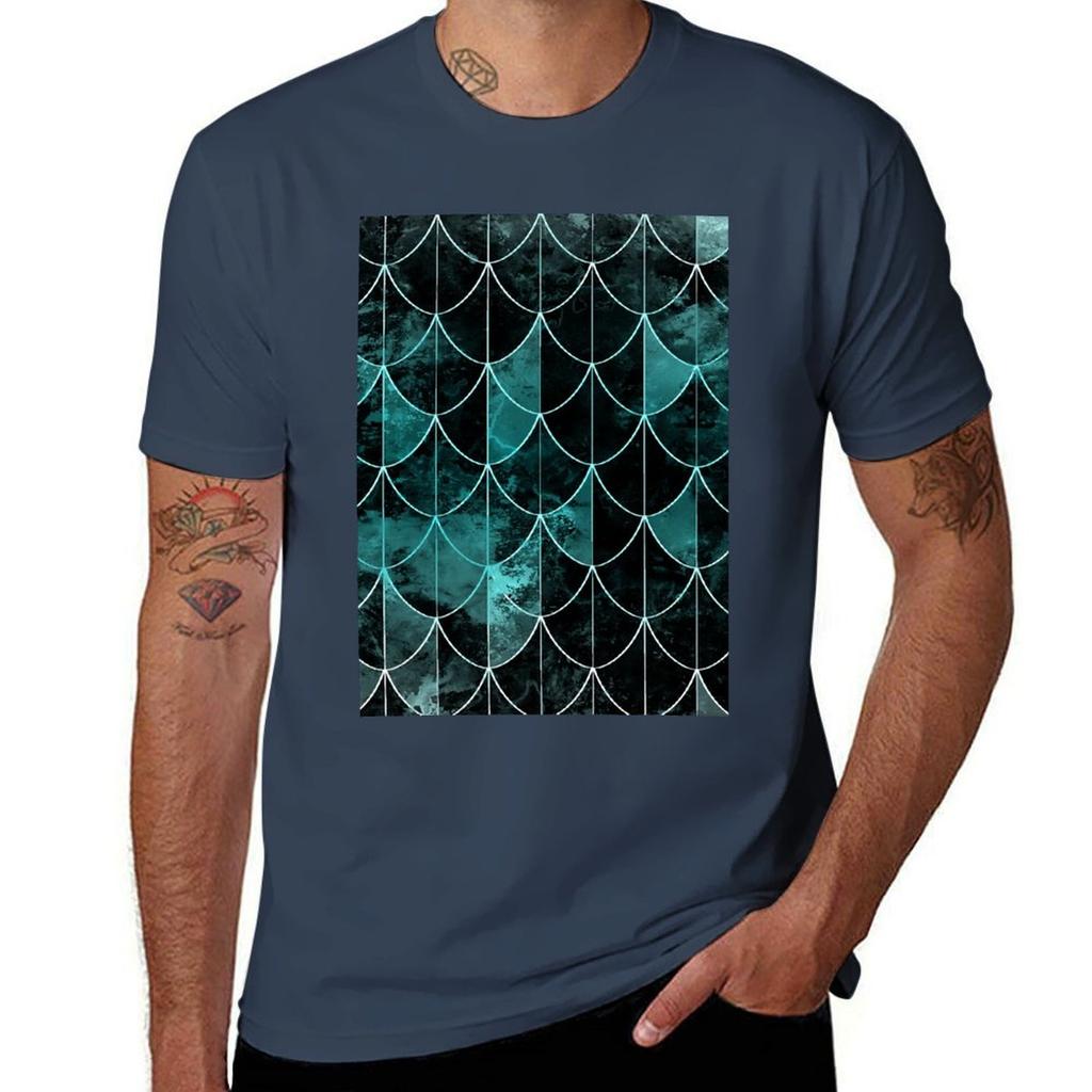 Mermaid scales Mint and black TShirt Sporty Casual Quick Dry TShirt