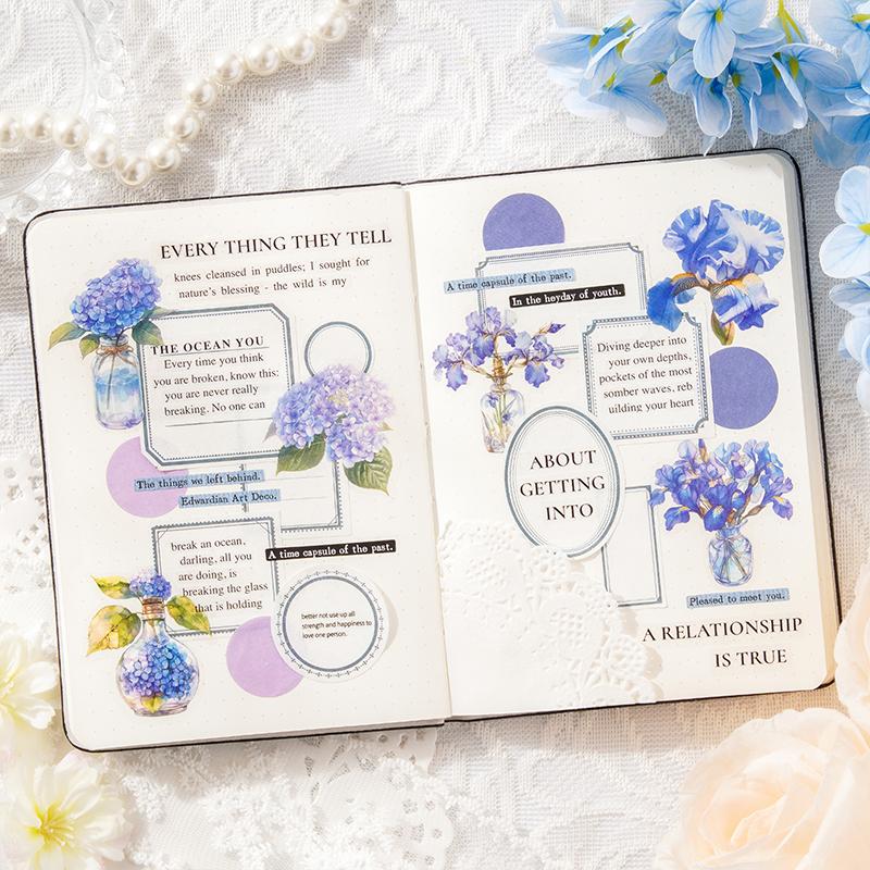 15pcs Floral Patterns Kawaii Creative Plant Stickers Pack Hand Tent DIY Stick Labels Scrapbooking Material Junk Journal Supplies