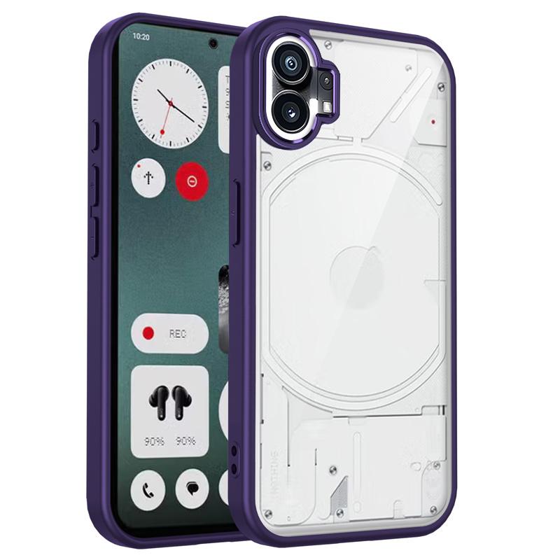 

Nothing Phone One Phone1 Case Shockproof Silicone TPU Bumper with Clear Back Hard Cover Phone Case for Nothing Phone 1 One A063 Pc + tpu&Nothing Phone (1) фиолетовый