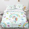 Cartoon Unicorn Duvet Cover King Queen Lovely White Mythical Animal Bedding Set Kids Girl Colorful Rainbow Polyester Quilt Cover Tool
