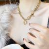 Fashion Trend OT Buckle Hollow Love Necklace Hip-hop Cool Punk Metal Pendant Clavicle Chain Women's Necklace