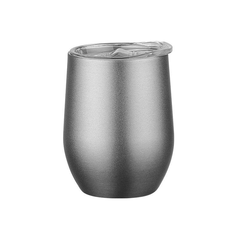 304 Stainless Steel Double-Layer Vacuum Insulated 12oz Egg-Shaped Cup, Portable U-Shaped Design with Heat Sublimation Spray.