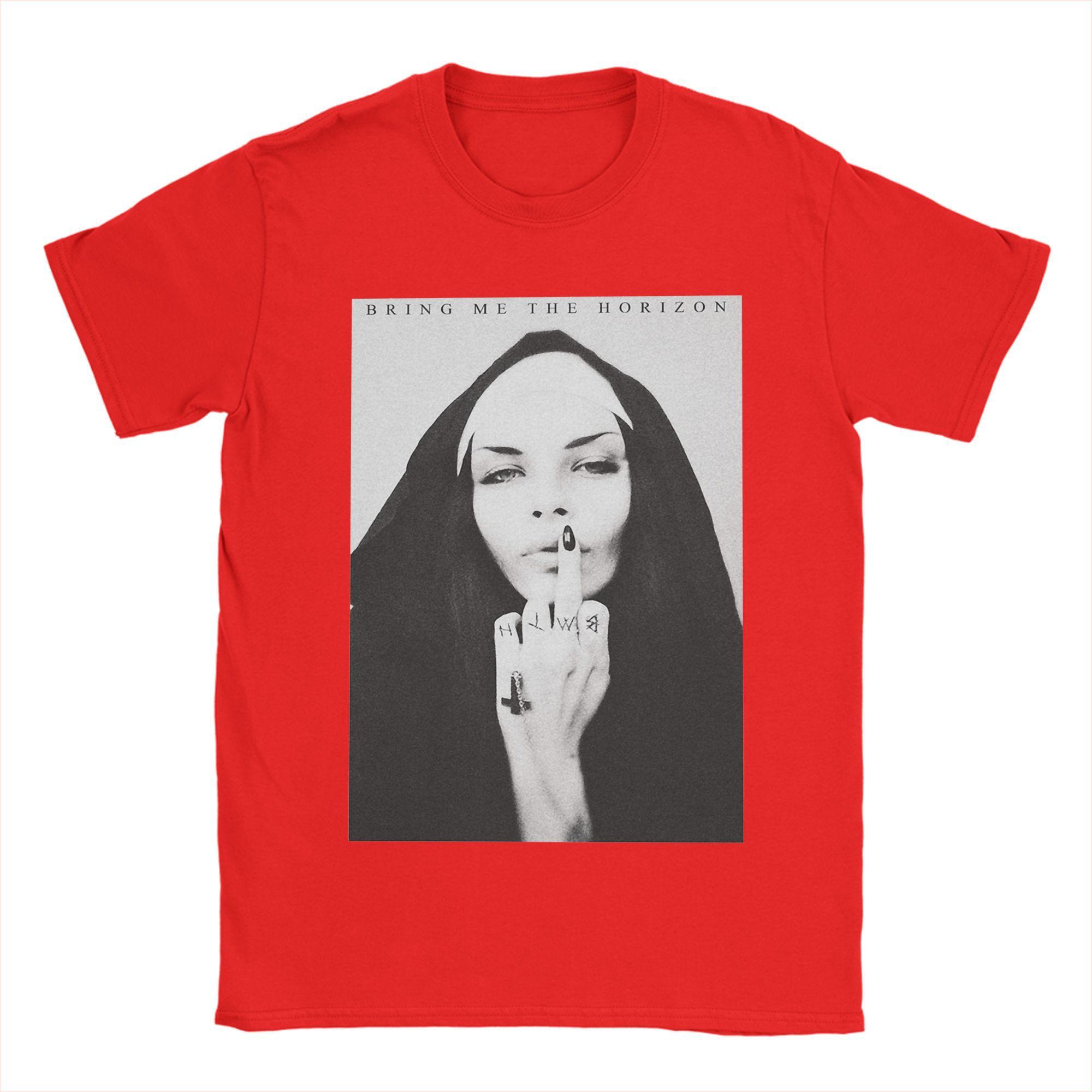 

NUN Bring Me the Horizons BMTH Футболка для мужчин Чистый хлопок Креативная футболка Круглый воротник Футболки Короткий рукав Топы 4XL 5XL 6XL S