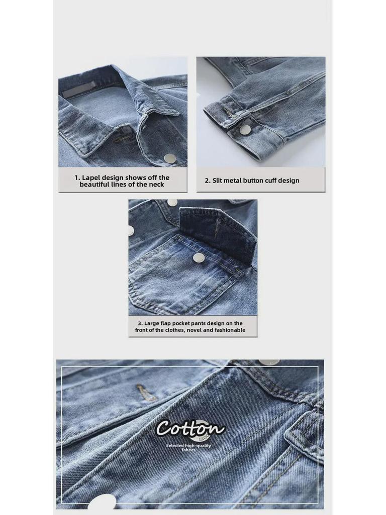 Kurtka damska retro jeansowa: Wszechstronna, codzienna koszula z klapami z długim rękawem