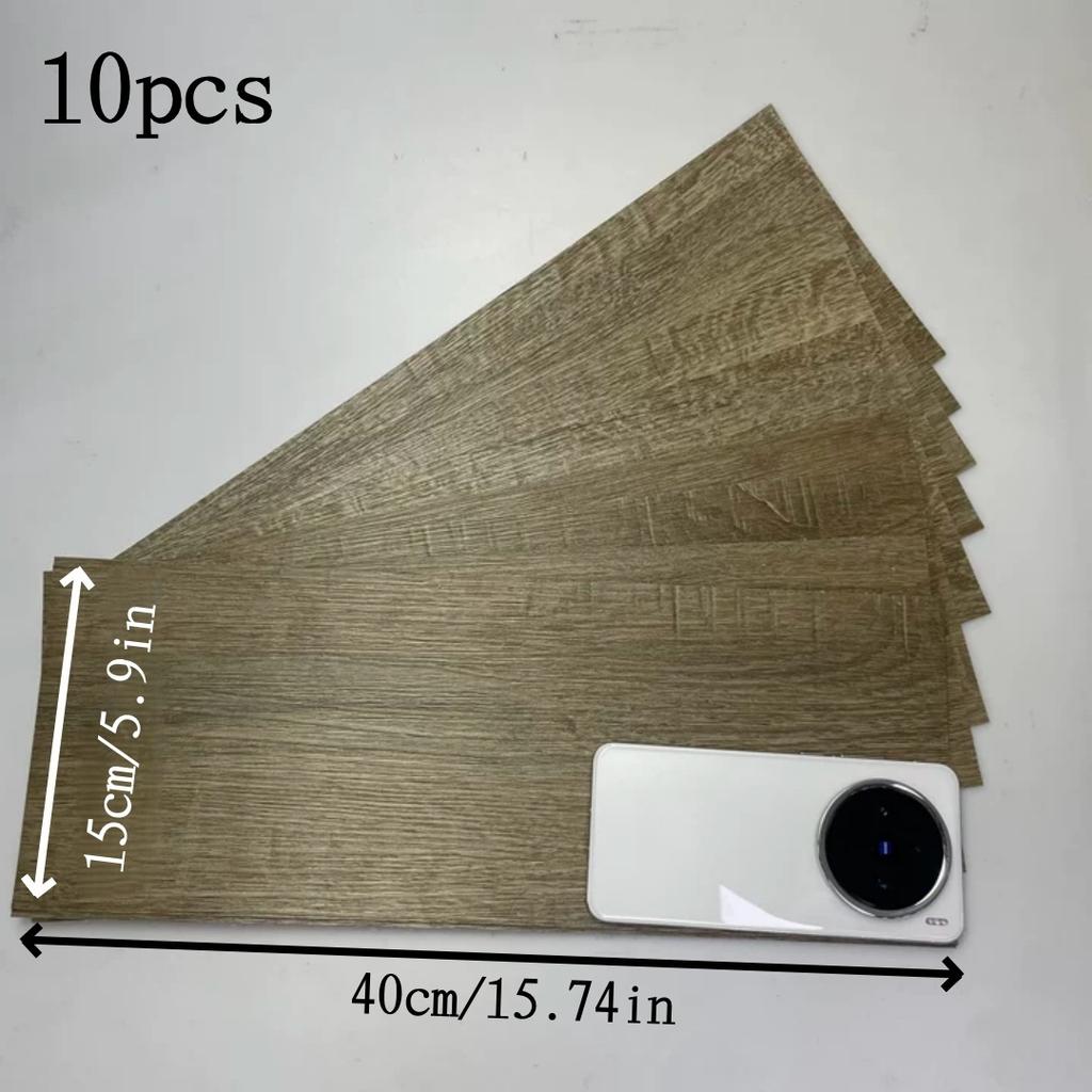 10PCS 40cmx15cm Plank Flooring PVC Self-Adhesive Flooring DIY Installation for Bathroom Kitchen Indoor Area Residential
