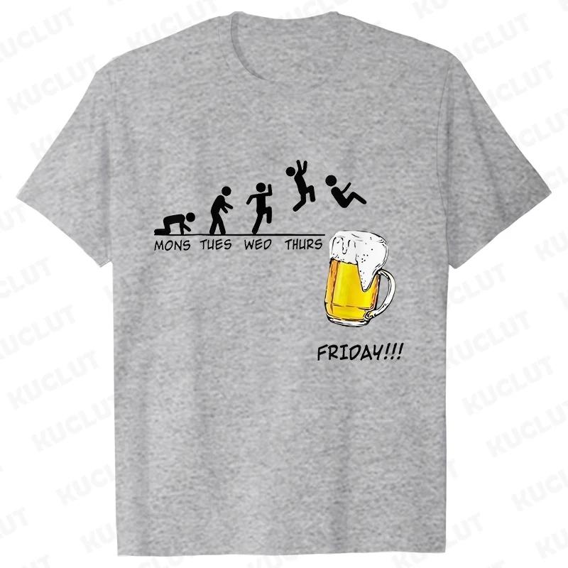 Funny T-Shirts for Men Drinking Lover Y2k Tops Oversized Clothing Short Sleeve Friends Friday Beer Day Weekend Party Streetwear