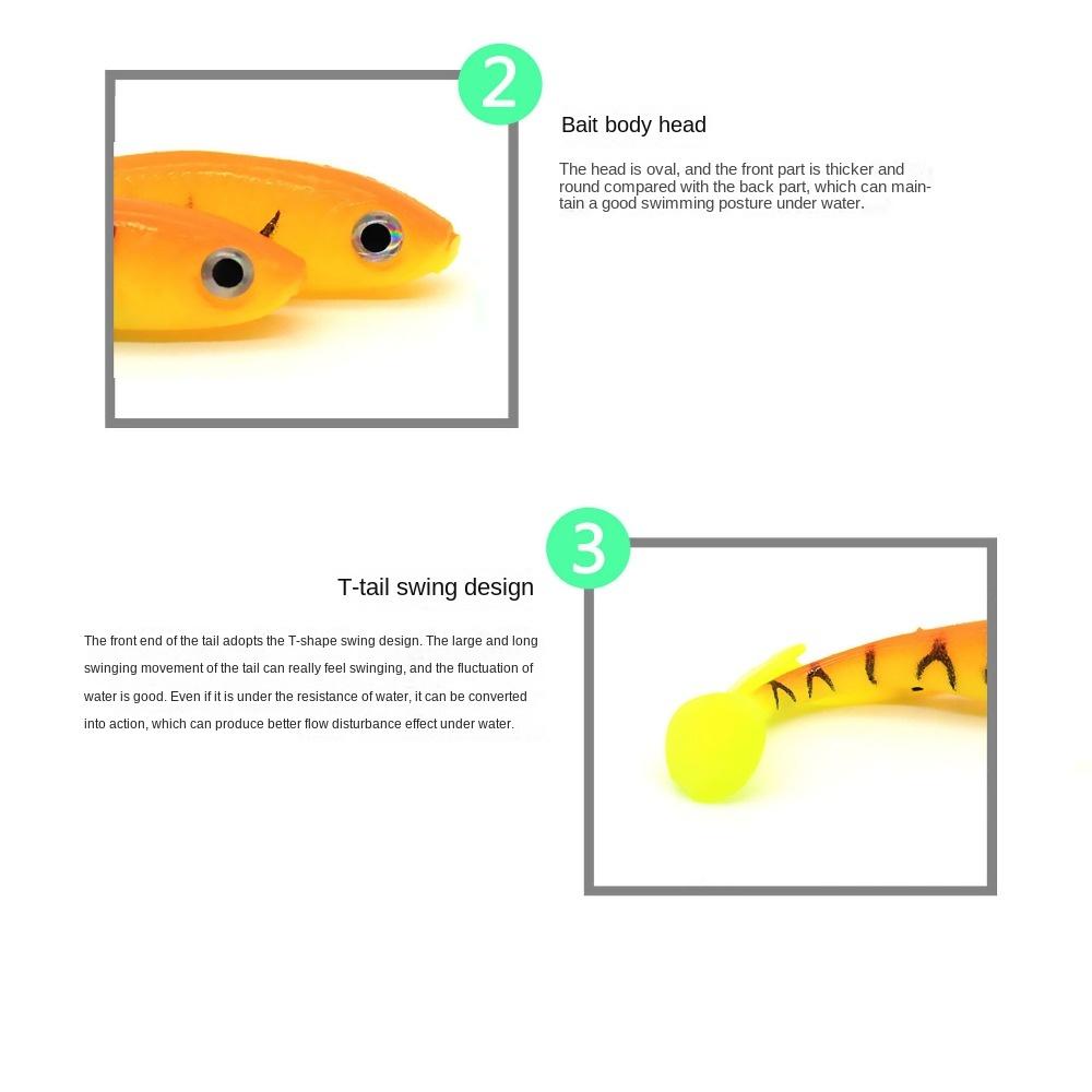 5PCS Silicone T-tail Soft Bait Artificial Jigging Wobblers Biomimetic Fish Bait  Sea