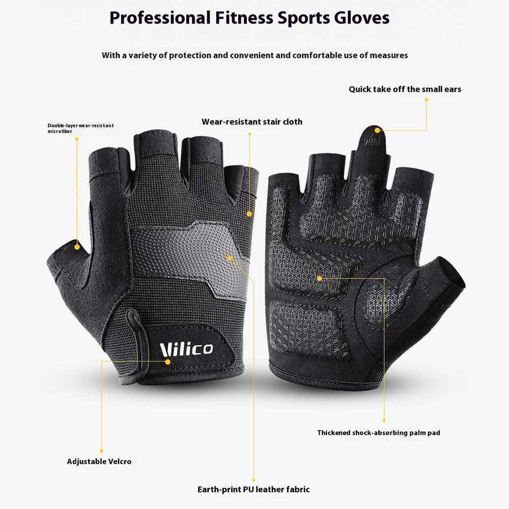 VILICO A0133 1 Pair Cycling Fishing Fitness Gloves Half Finger Weightlifting Anti-Callus Gloves