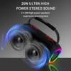 TWS 20W Shock Bass Cool Light Effect Portable Bluetooth Speaker Stereo Sound Wireless Subwoofer Boombox Home Karaoke Waterproof