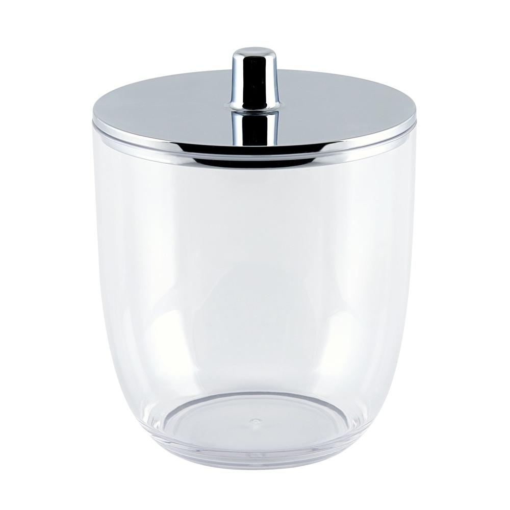 Clear Covered Jar Set with Chrome Knob Lid 3-Piece Storage Containers Bathroom Vanity Hair Accessories Jewelry Cotton Swabs