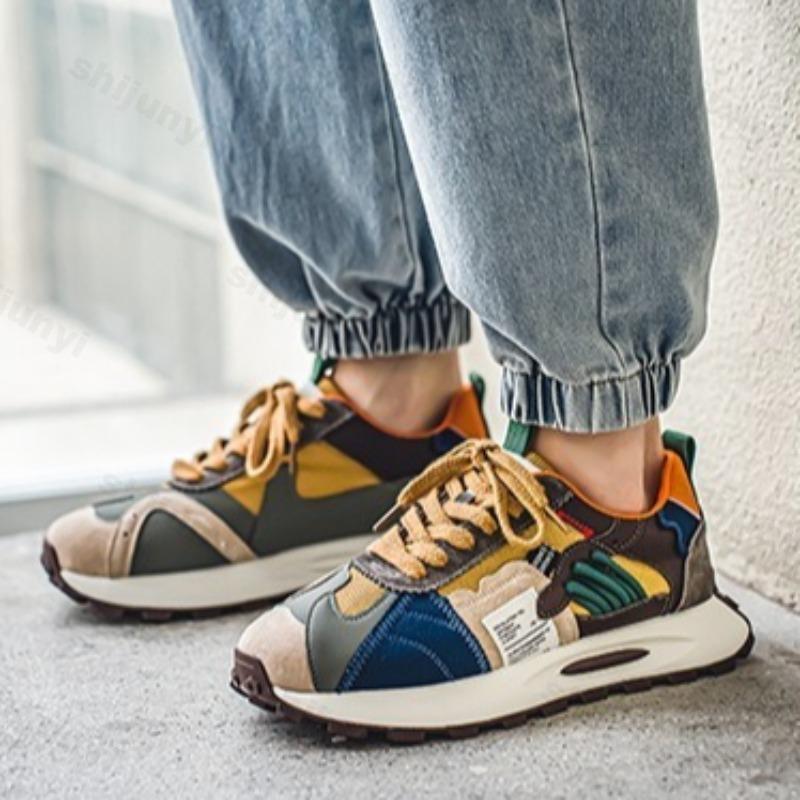 Fashion Men's 2025 Spring New Fashion Trend Casual Shoes Versatile Thick Sole Wear-resistant Casual Sports Color Blocked Chunky sneakers