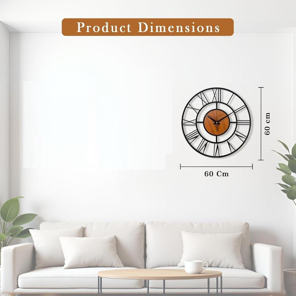 Large Metal Wall Clock – Big Wall Decor Metal Art for Living Room Hall Bedroom | Designer Analog Hanging Clock | Modern Wall Watch & Home Decoration