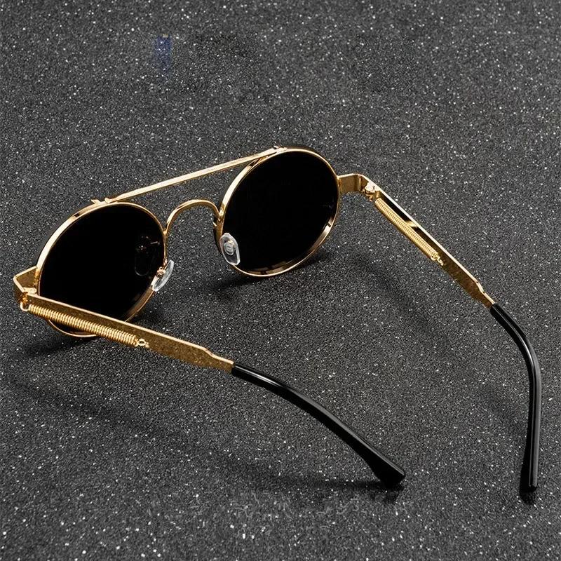 Round Steampunk Sunglasses Men Vintage Rimless Sun Glasses For Women Metal Punk Sun Glasses Elastic Temples Lentes