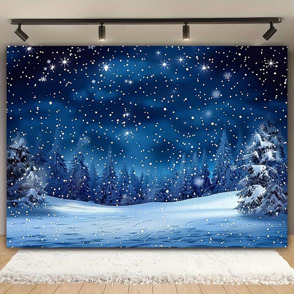 1Pcs Christmas Night Sky Pine Decoration Background Winter Backdrop Decorations For Photo Studio Photo Booth Christams Party