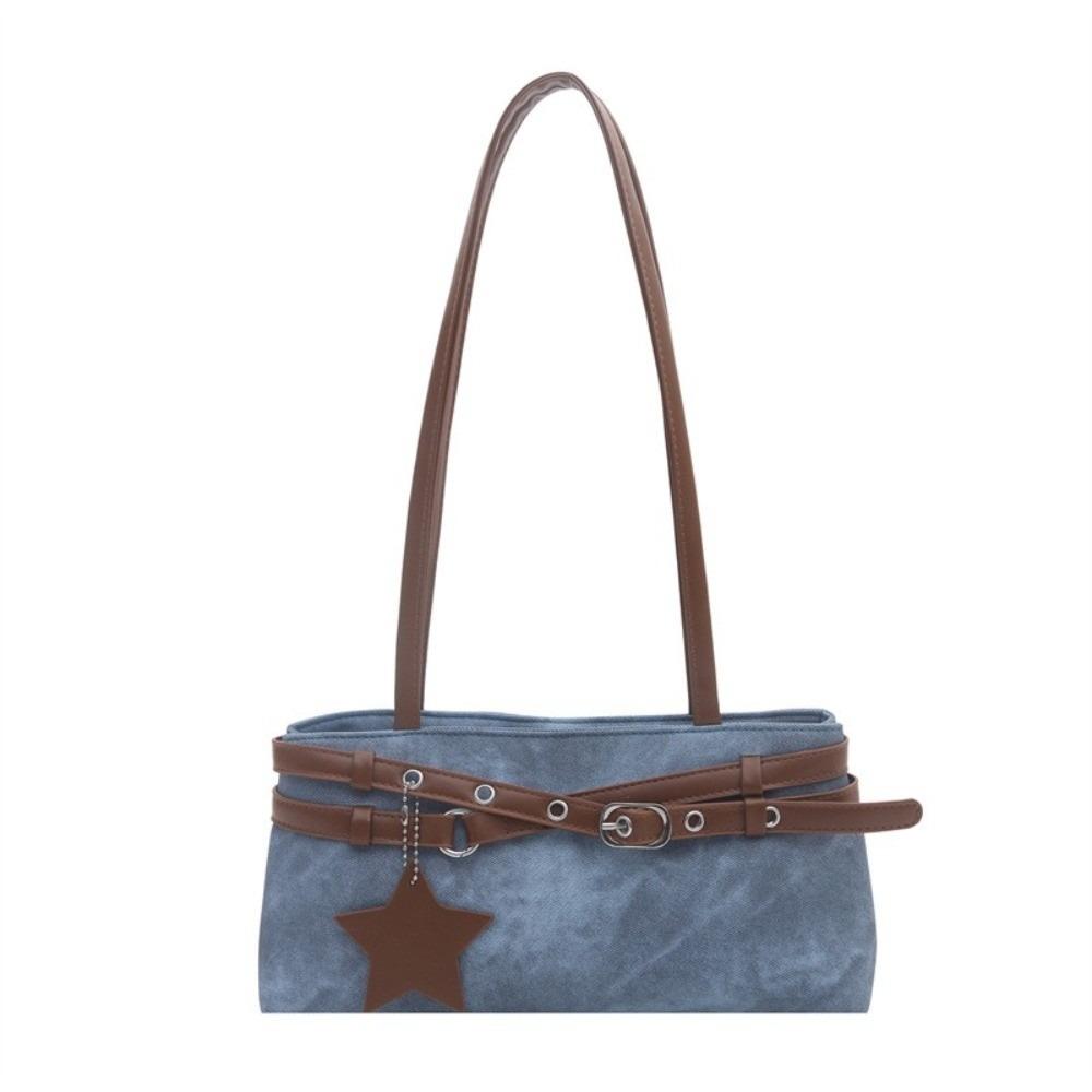 Star Pendant Y2K Shoulder Bag With Metal Buckle Belt Underarm Bag Fashion Women Handbag Women