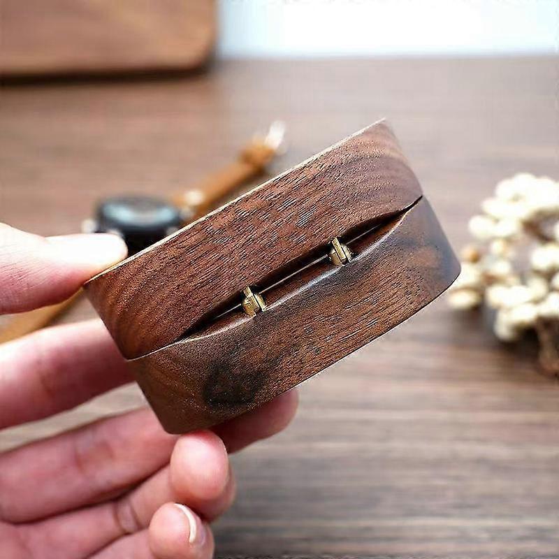 Walnut Jewelry Box for Rings Necklaces and Earrings, Wooden Oval Storage Box for Engagement Props, Elegant Jewelry Organizer