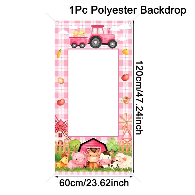 Farm Party Photo Booth Props Background Farm Photography Props Photo Booth for Birthday Baby Shower Party Supplies Backdrop