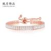 Popular Color Zircon Bracelet 2 * 4Mm Single Row Rectangular Full Diamond Adjustable Tennis Chain