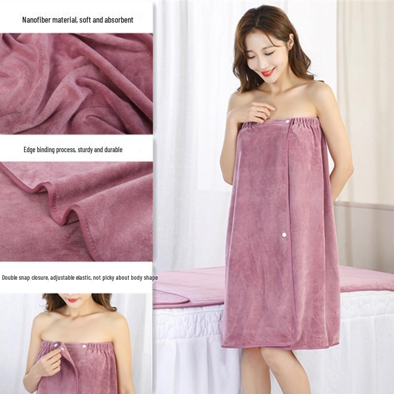 Wrap Chest Bath Towel for Women - Strapless Sauna Skirt with Buckle, Absorbent & Soft, Engraved Logo