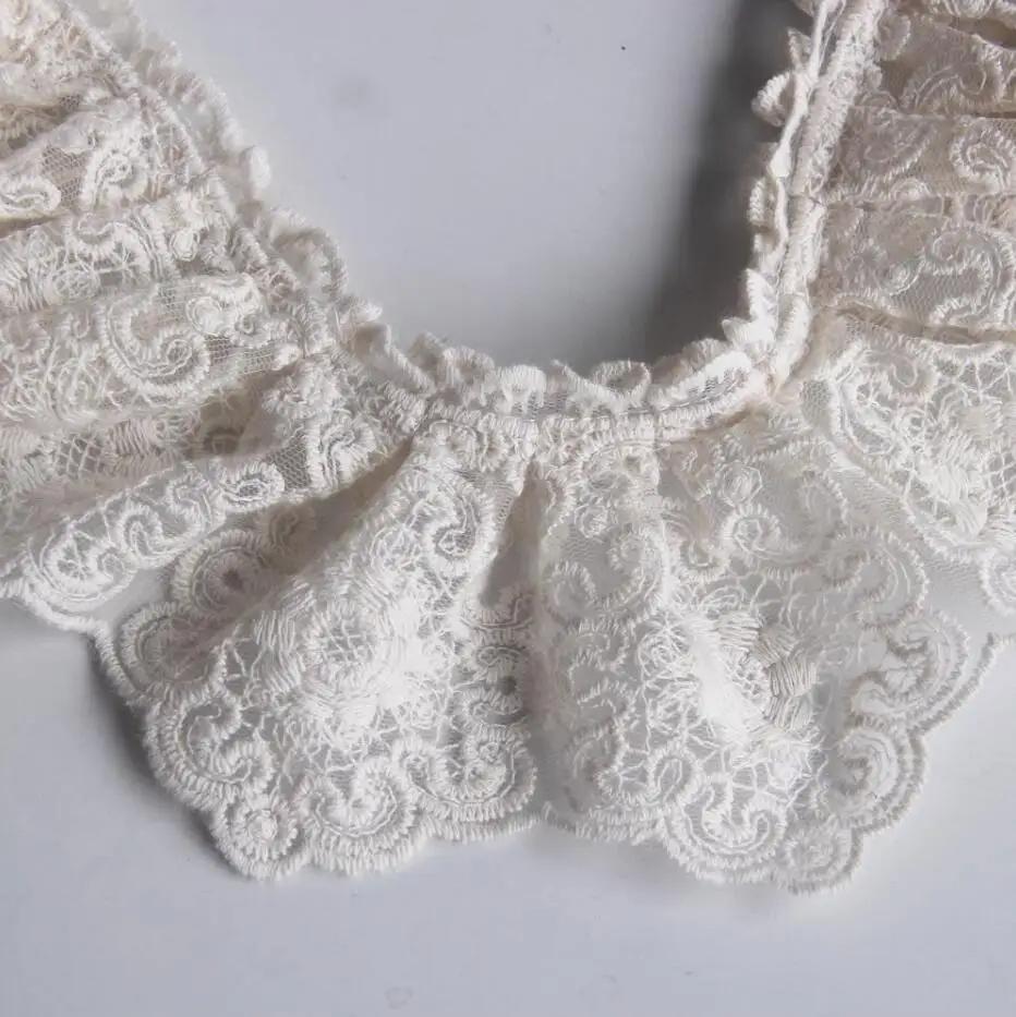 

1Ярд/участок(0,9 метра) 7,5 см в ширину Новое европейское стильное сетчатое вышитое кружевное плиссированное платье Аксессуары для одежды бежевый