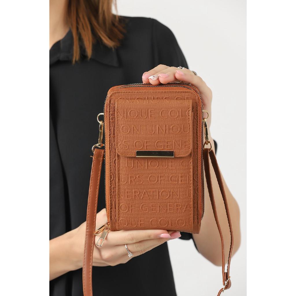 Unique Market Schwarze Damen-Handy-Umhängetasche mit 3 Fächern