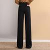 Bailuyu Women's Winter Plush Lined High-Waist Straight Trousers
