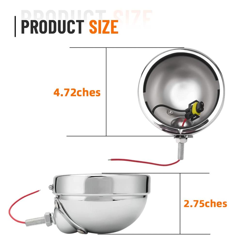 VOSICKY Harley Davidson Motorcycle Car Universal Refurbishment 4.5 Inch LED Fog Light Shell Auxiliary Light Shell Set of 2 (Silver)