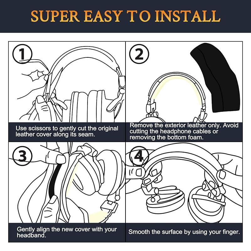 SOULWIT headband headband cover Audio Technica ATH M40, M40X for headset protective case protein leather headphone cover for replacement repair head