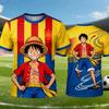 One Piece Monkey D. Luffy Spain National Team 3D Quick Dry T-Shirt For Men Women Kids Anime Football Fan Tee Outdoor sportswear