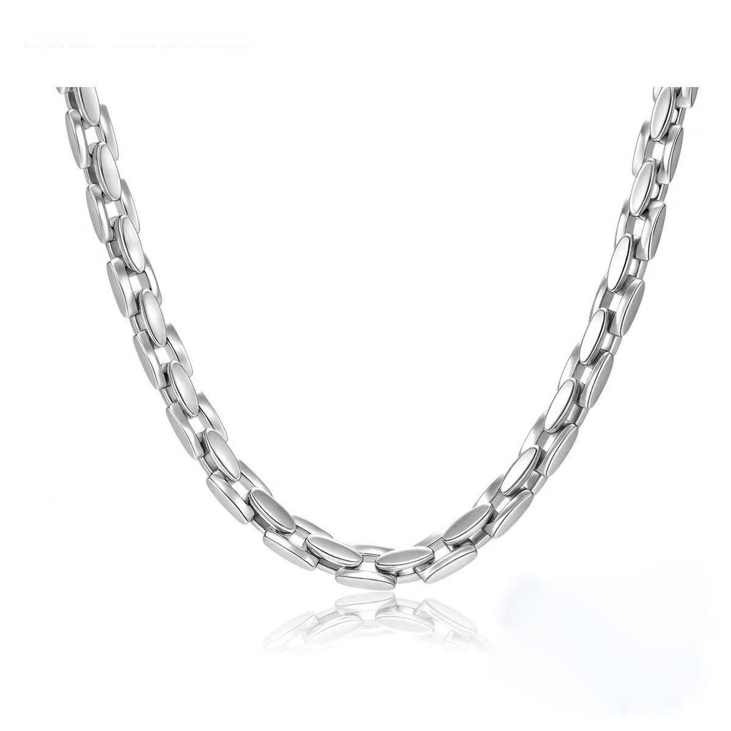 Men's Hip Hop Titanium Steel Rectangular Plaid Necklace - Fashionable, Durable, and Versatile Clavicle Chain