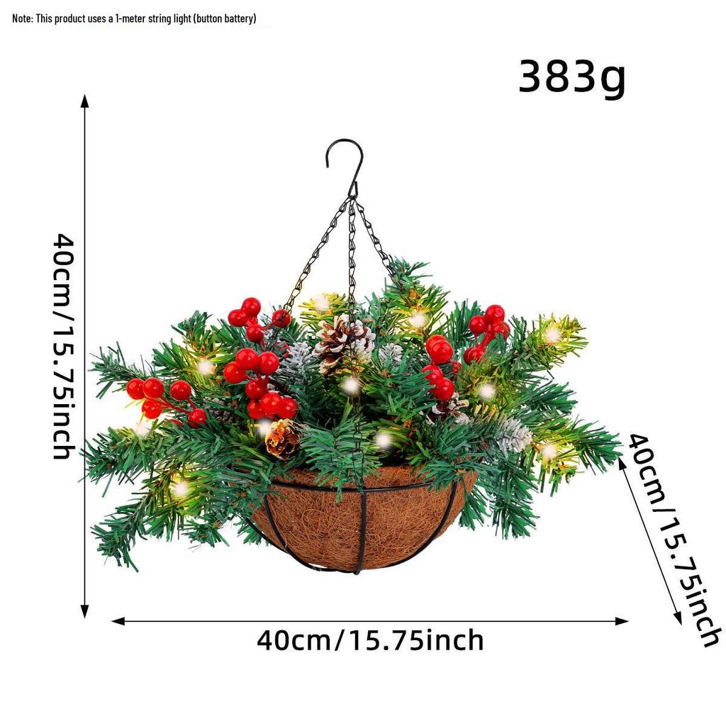 Cross-border Artificial Christmas Hanging Basket Wreath Holiday Decoration