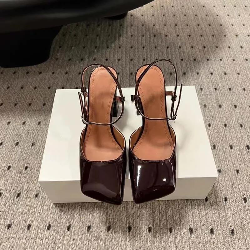 Fashion New Satin Mary Jane Fashion Sandals European American Women's Summer Square Head Thick Heel Shopping Commuting Style High Heels
