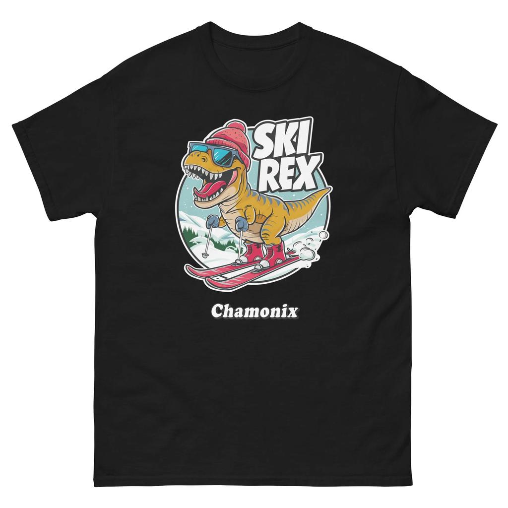 Chamonix Ski Rex Skiing T-Rex Dinosaur Shirt Dino Skier T-Shirt