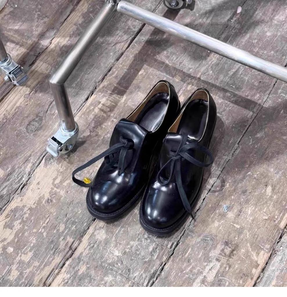 Spring Leather Retro Lace-up Platform High-heeled British Thick-heeled Small Leather Shoes Derby Shoes Single Shoes
