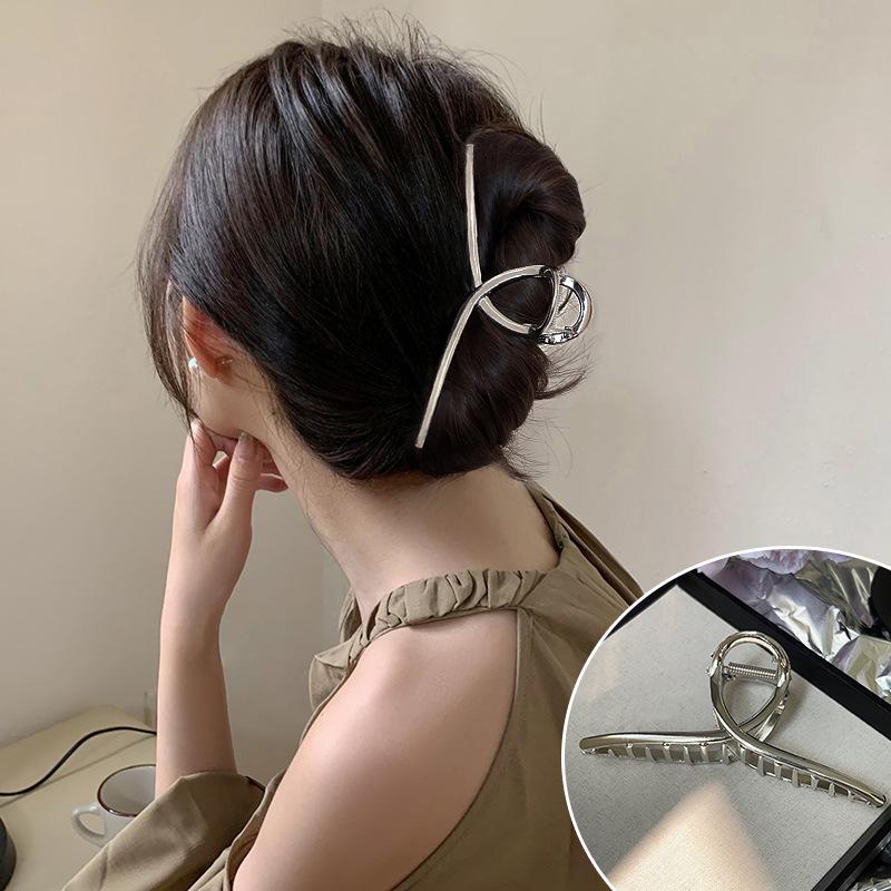 2024 Silver Shark Clip for Women - Large Metal Grip Hair Accessory