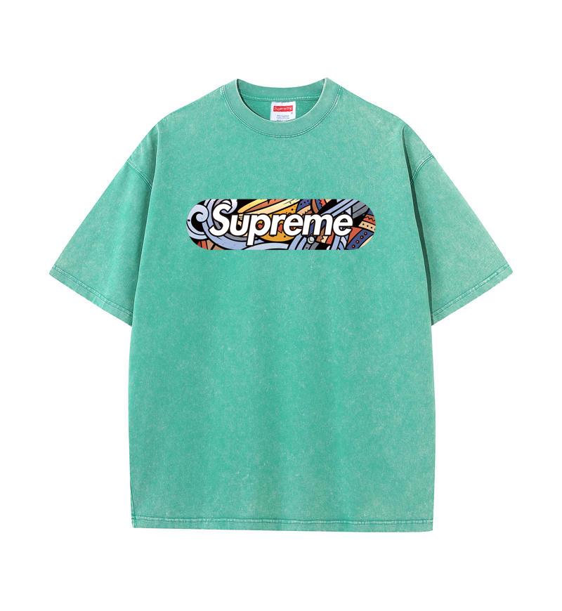

Supreme 2025 Summer New Washed and Worn Colorful Skateboard Pattern Print Printed Short Sleeved T-shirt Made of Cotton Loose and Retro T-shirt L фіолетовий