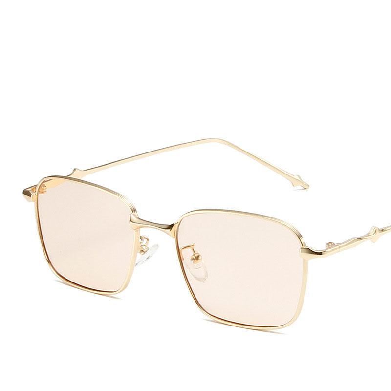 UV400 Rectangle Sunglasses Trendy High-Quality Metal Frame Punk Sun Glasses Travel Shades for Women & Men