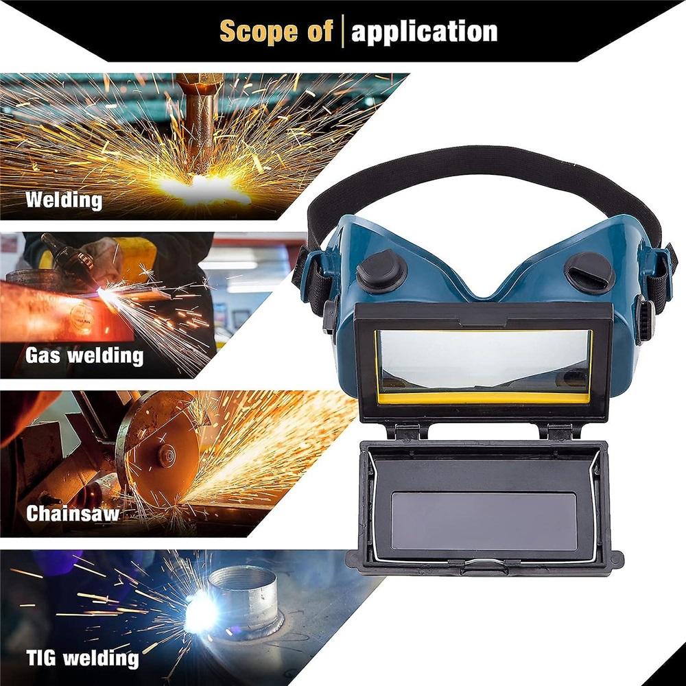 Gafas Máscara de Soldar Batería Solar LCD Oscurecimiento Automático/oscurecimiento Gafas de Protección Ocular Para Soldadura Con Banda (verde)