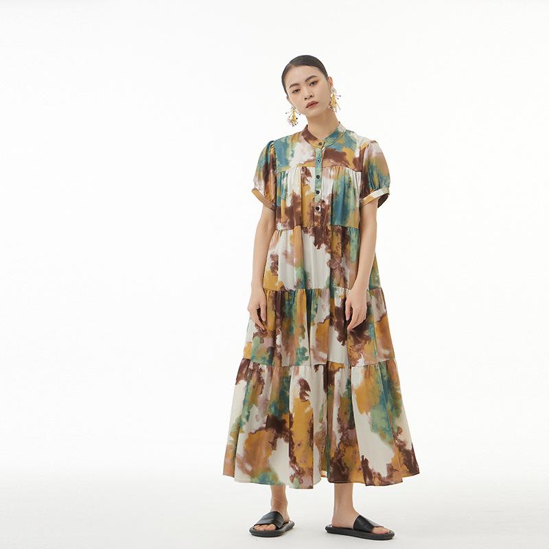 

XITAO повседневное женское свободное платье с принтом WMD6097 One Size зелёный